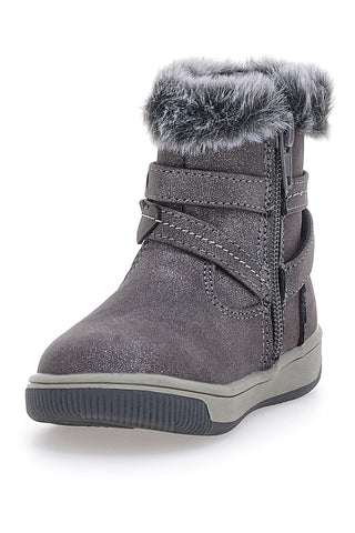 Graue Stiefeletten mit Fell und Riemen mit kleinen Herzen GRAZIE 1515