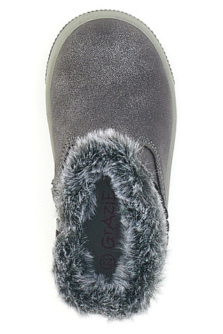 Graue Stiefeletten mit Fell und Riemen mit kleinen Herzen GRAZIE 1515