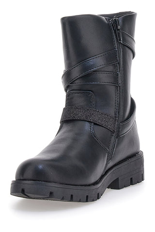 Schwarze Stiefeletten mit Glitzerdetails und Herzen Danke 1622