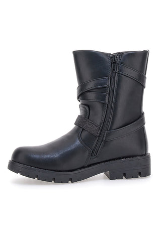 Schwarze Stiefeletten mit Glitzerdetails und Herzen Danke 1622