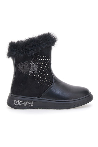 Schwarze Pelzstiefeletten Danke 1624