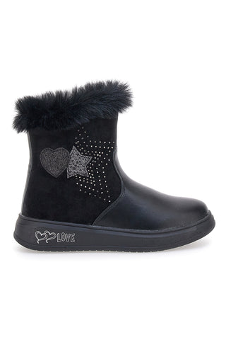 Schwarze Pelzstiefeletten Danke 1624