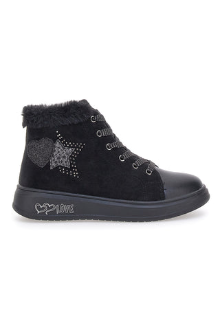 Sneakers Mid-Cut Nere Imbottite con Cerniera e Pellicciotto Grazie 1719