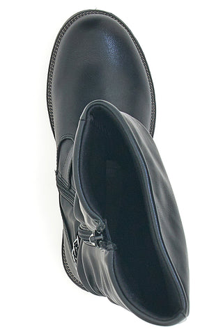 Schwarze Stiefel mit gekräuseltem Obermaterial und Kette mit Anhängern Danke 1747