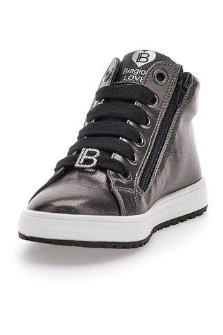 Sneakers Argento con Cerniera e Cuori Glitterati Laura Biagiotti 87049386 da Bambina