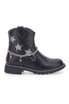 Schwarze Stiefeletten mit dekorativer Kette und Mustern GRAZIE GIRL 456833B