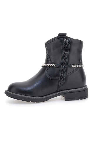 Schwarze Stiefeletten mit dekorativer Kette und Mustern GRAZIE GIRL 456833B
