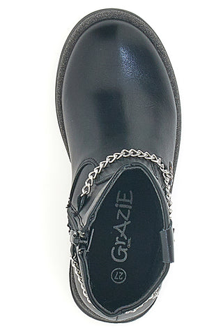 Schwarze Stiefeletten mit dekorativer Kette und Mustern GRAZIE GIRL 456833B