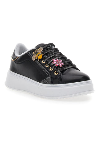 Sneakers Nere Con Applicazioni Floreali sui Lacci Grazie Girl 153917
