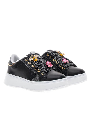 Sneakers Nere Con Applicazioni Floreali sui Lacci Grazie Girl 153917