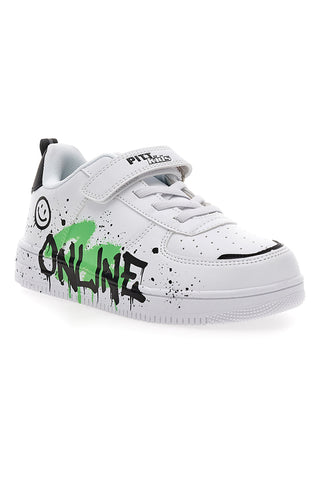 Sneakers bianche con stampa colorata Pitt Kids K22355