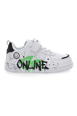 Weiße Sneakers mit buntem Aufdruck Pitt Kids K22355