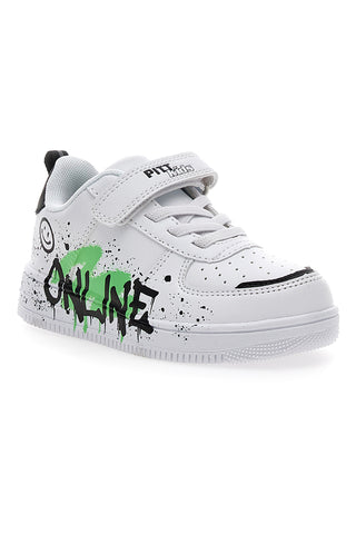 Weiße Sneakers mit buntem Aufdruck Pitt Kids K22355