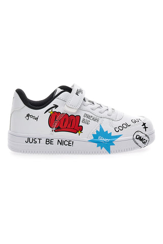 Sneakers bianche con stampa colorata PITT KIDS K191562