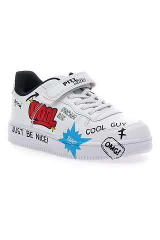Sneakers bianche con stampa colorata PITT KIDS K191562