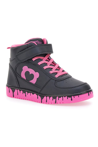 Sneakers Alte Nere e Fuxia con Cerniera Laterale e Lacci Elastici PITT KIDS K22186