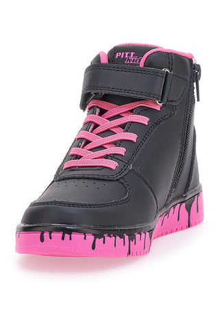 Sneakers Alte Nere e Fuxia con Cerniera Laterale e Lacci Elastici PITT KIDS K22186