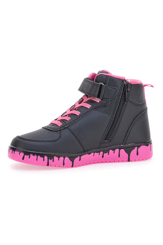Sneakers Alte Nere e Fuxia con Cerniera Laterale e Lacci Elastici PITT KIDS K22186