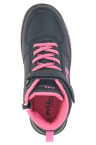 Sneakers Alte Nere e Fuxia con Cerniera Laterale e Lacci Elastici PITT KIDS K22186
