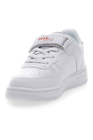 Weiße Sneakers mit orangefarbenen und blauen Details PITT KIDS K191562