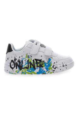 Sneakers Bianche con Velcro e Tomaia Traforata PITT KIDS K191562