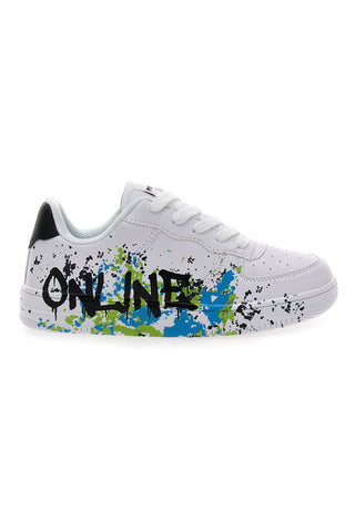 Sneakers Bianche con Dettagli neri Blu Verdi PITT KIDS K191562