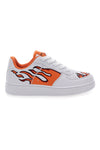 Weiße und orange Turnschuhe mit Feuer PITT KIDS K191562
