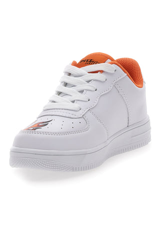 Weiße und orange Turnschuhe mit Feuer PITT KIDS K191562