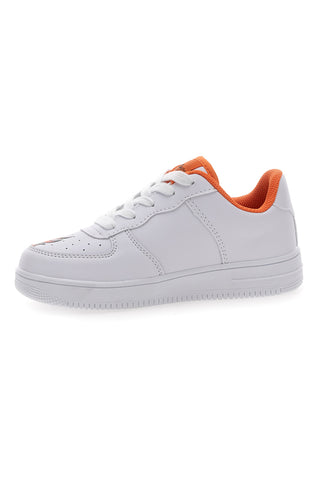 Weiße und orange Turnschuhe mit Feuer PITT KIDS K191562