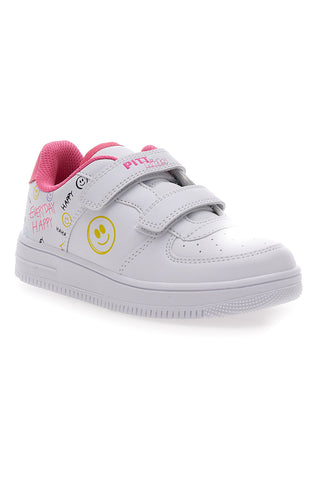 Sneakers Bianche con Velcro e Dettagli Colorati PITT KIDS K191562