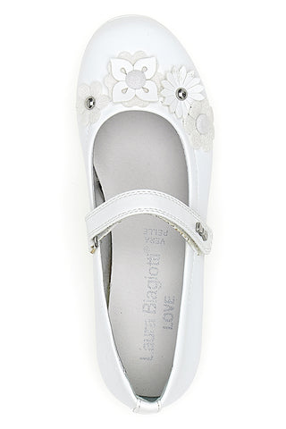 Ballerine Bianche con Cinturino e Clip con Fiori LAURA BIAGIOTTI AG17081