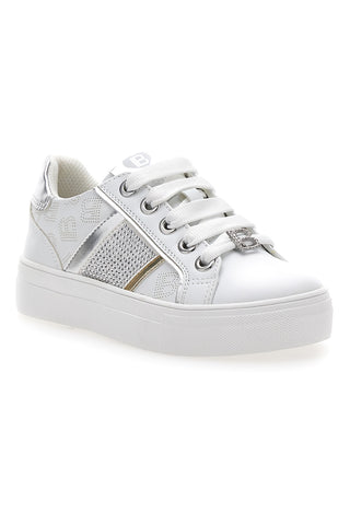 Sneakers Bianche con Tomaia Liscia e Dettagli Glitterati LAURA BIAGIOTTI L8327