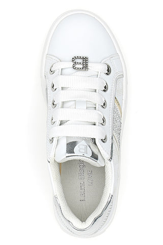 Sneakers Bianche con Tomaia Liscia e Dettagli Glitterati LAURA BIAGIOTTI L8327