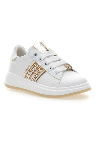Sneakers Bianche con Logo Dorato LAURA BIAGIOTTI L8945