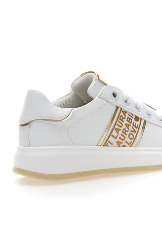 Sneakers Bianche con Logo Dorato LAURA BIAGIOTTI L8945