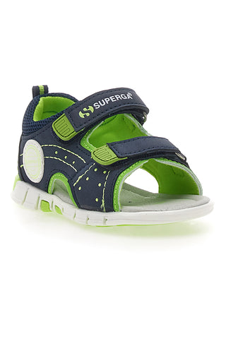 Sandali sportivi blu e verdi con velcro Superga S83U507