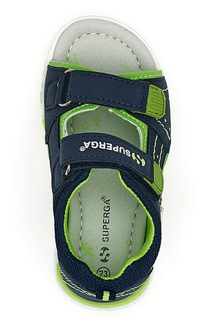 Sandali sportivi blu e verdi con velcro Superga S83U507