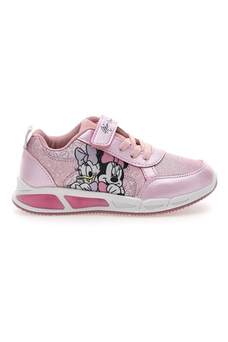 Sneakers Rosa con Velcro e Brillantini e Luci nella Suola MINNIE D3010663T