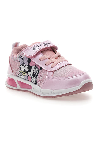 Sneakers Rosa con Velcro e Brillantini e Luci nella Suola MINNIE D3010663T