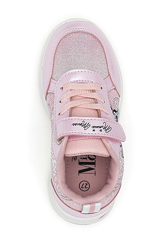 Sneakers Rosa con Velcro e Brillantini e Luci nella Suola MINNIE D3010663T