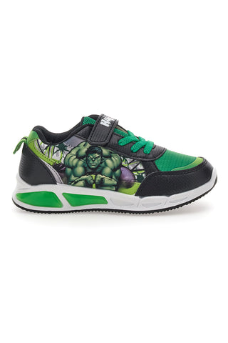 Schwarze und grüne Sneakers mit Lichtern und Klettverschluss DINOSAURIER S8020112T