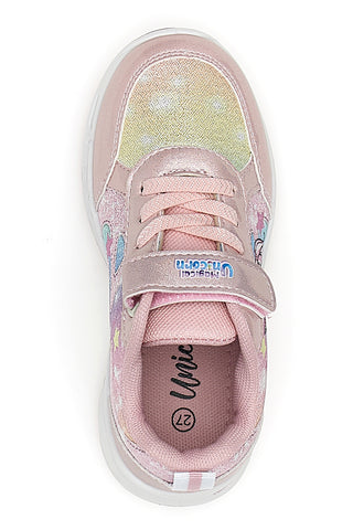 Rosa Sneakers mit Glitzer und Einhorn-Print S8010119T
