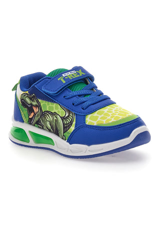 Sneakers Blu e Verdi con Luci e Velcro DINOSAURO S8020112T