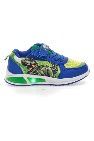 Sneakers Blu e Verdi con Luci e Velcro DINOSAURO S8020112T