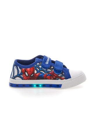 Blaue Sneakers mit Lichtern und weißer Gummispitze SPIDERMAN R1310509T