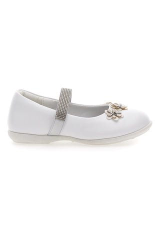 Ballerine con fiori e strass bianche ENERGY E705