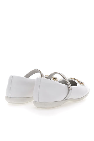 Weiße Ballerinas mit Blumen und Strass ENERGY E705