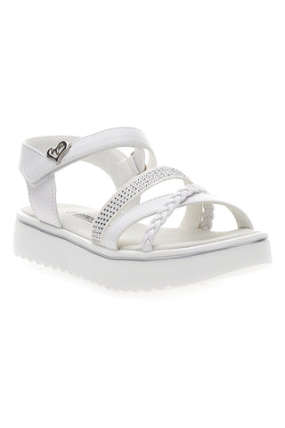 Weiße Sandalen mit Strasssteinen und Herz ENERGY E532