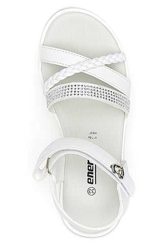 Weiße Sandalen mit Strasssteinen und Herz ENERGY E532