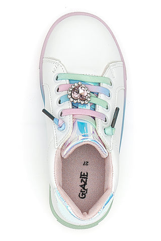 Sneakers Bianche con Suola e Lacci Multicolor GRAZIE GIRL 134353